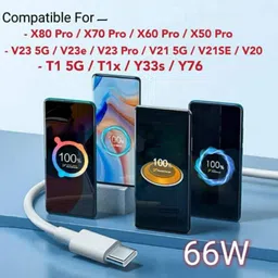 DVJ USB Type C Cable 2 A 1 m 66W FLASH CHARGE DATA CABLE FOR Vivo X80 Pro / X70 Pro / X70 / X60 Pro / X60 5G image 4