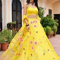 heny creation Digital Print Semi Stitched Lehenga & Crop Top image 3