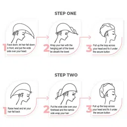 Softspun Microfiber White & Black Anti-Bacterial 300 GSM Hair Drying Wrap Towel image 2