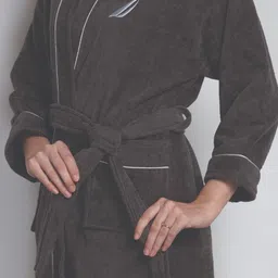 Nautica Pack Of 2 Solid Pure Cotton Bath Robe With Belt image 4