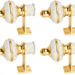 decuds White, Gold Curtain Hooks, Curtain Knobs, Rod Rail Bracket Metal-picture-26