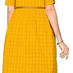 houseofcommon Women Fit and Flare Yellow Knee Length Dress image 2
