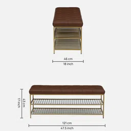 bohemiana from pepperfry Melly Metal Shoe Bench In Gold Finish With Seating image 2