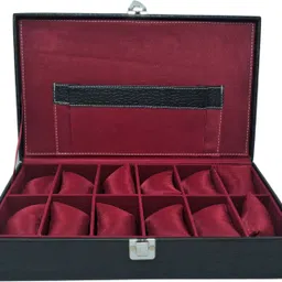 Leather O Craft LuxeGuard 12-Slot Watch Organizer - Black Watch Box-image-45