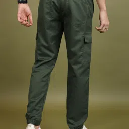 highlander Men Regular Fit Dark Green Cotton Blend Trousers image 2