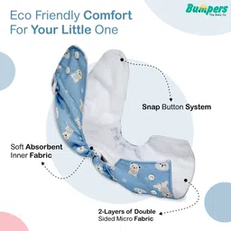 bumpers the baby co. Premium & Ultra Soft Organic Cloth Diaper for babies Pack of 1, Sea Blue image 2