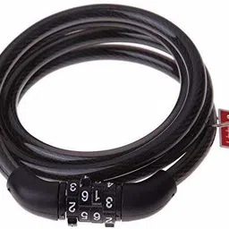 ubee Cable lock v4.2 latest Helmet 4 Letters Number Lock Multi Purpose Key Chain/Combination Coiled Steel Cable/Lock Accessories (BLACK) Cable Lock image 2