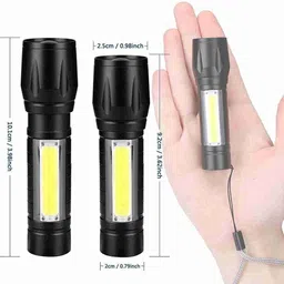 boldcollections Torch Lights Rechargeable LED Flashlight with COB Light 3 hrs Torch Emergency Light image 3