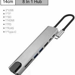 Kay-Joy Type-C Docking Station for Laptop & MacBook Type-C Hub 8-in-1 USB-C Hub with HDMI, Ethernet, USB 3.0, SD/TF Card Reader USB Hub image 4