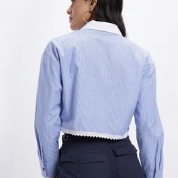 glitchez Women Boxy Fit Striped Casual Shirt image 4