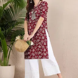 ethnicbasket Women Printed Crepe A-line Kurta image 3