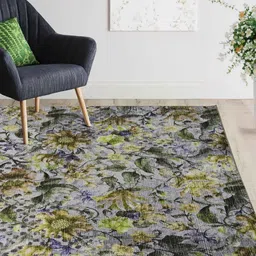 kaleen india Graphite Floral Polyester 5' X 7' Machine Made Carpet image 4