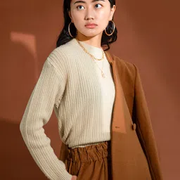 Crimsoune Club Women Beige Pullover Sweater-picture-41