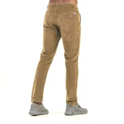belano Men Slim Fit Khaki Corduroy Trousers image 2