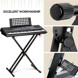 intern Adjustable Keyboard Stand Double Braced X Style Piano Stand with Locking Straps Double Braced Keyboard Stand image 4