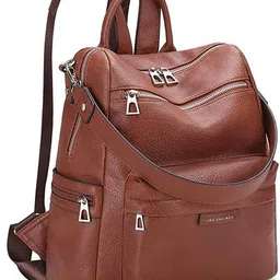 momsystore Medium 24 L Backpack Office Backpack Purse for Women and Girls Leather Bags for Daily Travel image 2