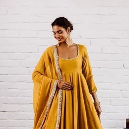 prabhjifashion Self Design Art Silk Stitched Anarkali Gown image 5