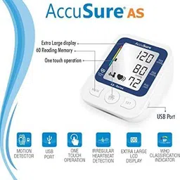 AccuSure Automatic AS series Blood pressure monitoring device with Advance Fetures AccuSure AS Series Blood Pressure Monitoring System Bp Monitor image 2
