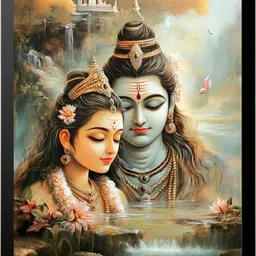 shri veer balaji enterprises Shiva Parvati Tranquil Beauty Art Acrylic 12 inch x 9 inch Painting-picture-46