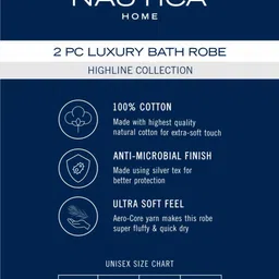 Nautica Pack Of 2 Solid Pure Cotton Bath Robe With Belt image 2