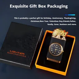 humbig Clock Dragon Double Flame Lighter Jet Torch Lighter Steel Electronic Gas Lighter Pocket Lighter image 5