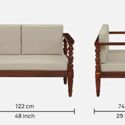 amberville from pepperfry Clarion Sheesham Wood 2 Seater Sofa In Beige Colour image 2