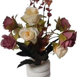 ss products Multicolour Artificial Rose Flower Pot for Home & Office Décor Multicolor Cherry Blossom Artificial Flower with Pot image 4