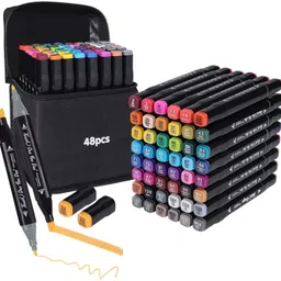 3d metro super store Marker Pen 48 PCS Drawing set Nib Sketch Pens image 1