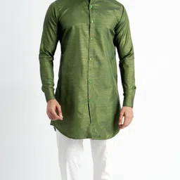 jodidar Men Solid Dupion Silk Straight Kurta image 4