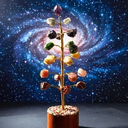 ababilcrystal Seven Chakra Raw Crystal Energy Tree with Natural Wooden Base Decorative Showpiece - 25 cm image 5