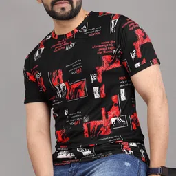 sti Men Printed Round Neck Polyester Multicolor T-Shirt-picture-23