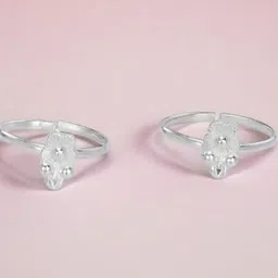 kishori creations Beautiful and trending toe rings for women for all occasion Silver Silver Onyx 999 Silver Plated Toe Ring Set image 4