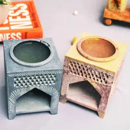 Beige Soapstone Jali Oil Diffuser with Essential Oil by Katkaria Creations image 1