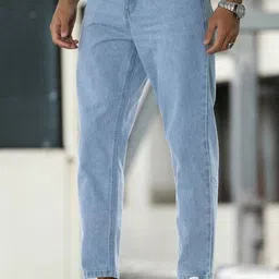 niffar fashion Men Slim High Rise Light Blue Jeans image 1