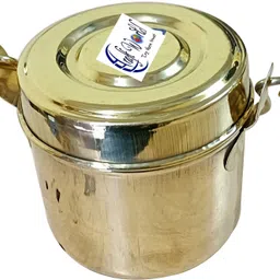 craft world Handmade Brass School And Office Hanger Tiffin Box,Height 3 Inch (400 ml,PCK 2) 2 Containers Lunch Box image 3