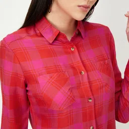 max Women Regular Fit Checkered Spread Collar Casual Shirt image 5