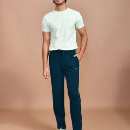 skyknit Men Solid Blue Track Pants image 4