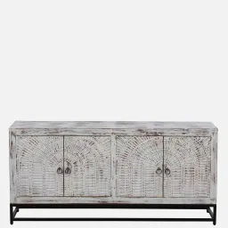 bohemiana from pepperfry Ivor Solid Wood Sideboard In White Distress Finish image 4