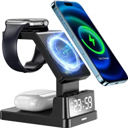Cabepow 23W 4 in 1 Wireless Charger with Alarm Clock for iPhone 17 to 12,Air-pods/iWatch Charging Pad-picture-22