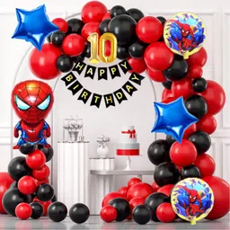 aoes Spider-Man 10th Birthday Decoration Kit Red Black Theme Balloon Garland For Kids-picture-15
