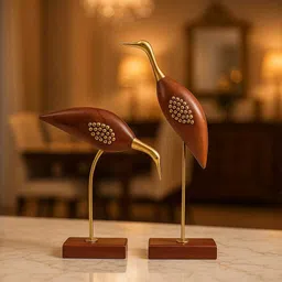 daiviksdecor Wooden and Brass Saras Pair Decorative Showpiece Decorative Showpiece Decorative Showpiece - 30 cm-picture-10