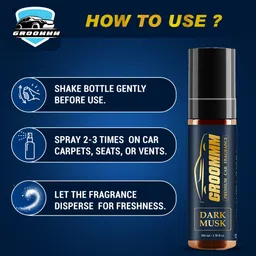 groommm Dark Musk Car Perfume Spray for 30 Days Long-Lasting Freshness Spray image 5