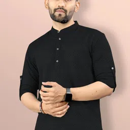 vebnor Men Woven Design Art Silk Straight Kurta-picture-24