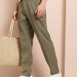 mast & harbour Men Relaxed Green Polyester Trousers-picture-17