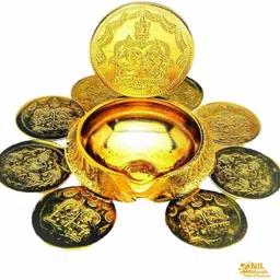 andaristore Lakshmi Kubera Oil Lamp Diya set of 2/Raja Kubera Vilakku/Gaja Lakshmi Diya Brass (Pack of 2) Table Diya image 2