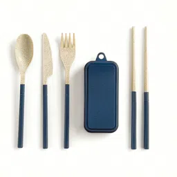 the little lookers Kids Reusable Travel Utensil Set with Case | Spoon, Fork, Knife & Chopsticks Polypropylene Cutlery Set-picture-36