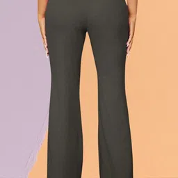 hocc Women Comfort Fit, Regular Fit Grey Lycra Blend Trousers image 2