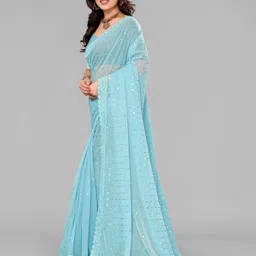 miracletex Digital Print Daily Wear Lycra Blend Saree image 3