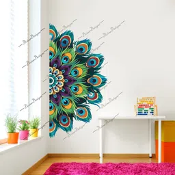 divinedesigns 41 cm Half Mandala Design Art Self Adhesive Sticker For Home Self Adhesive Sticker image 2