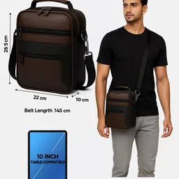 kkhatu Crossbody Sling Bag with Multiple Compartments – Brown & Black Messenger Bag image 2